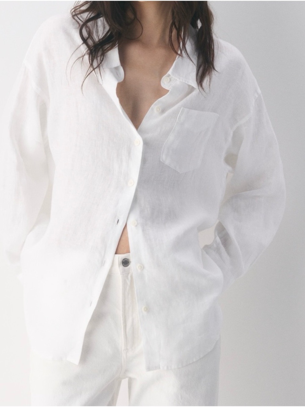 Nordstrom White Button-Down Linen Shirt